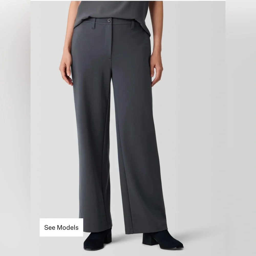 Eileen Fisher Flex Ponte Wide Trouser Pants, Women’s S, Brown - Picture 1 of 8